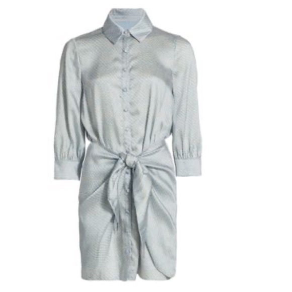 Cinq a Sept Gaby Tie-Waist Mini Shirt Dress Sz 14 - Picture 2 of 8